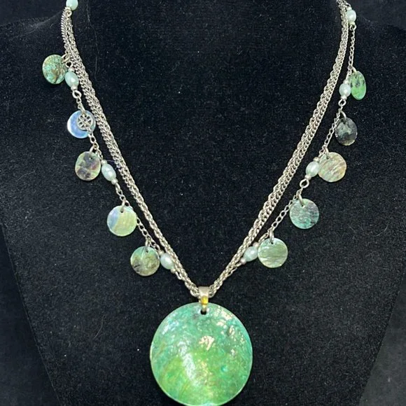 Lia Sophia Triple Strand Silver Tone And Mop Necklace (4269) - Picture 6 of 8